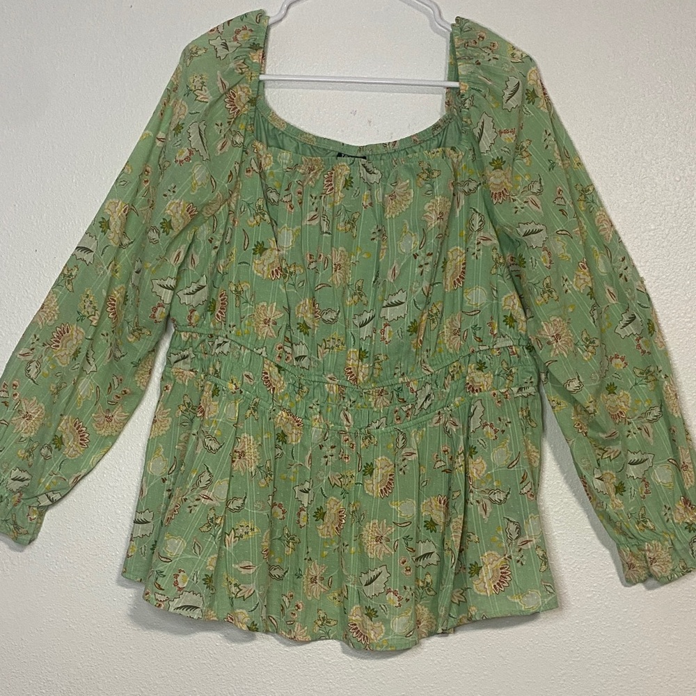 Torrid Mint Floral Peplum Blouse Size 2X - Picture 4 of 15